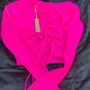 Skims long sleeve lace up top - Fuchsia pink Barbie BRAND NEW
